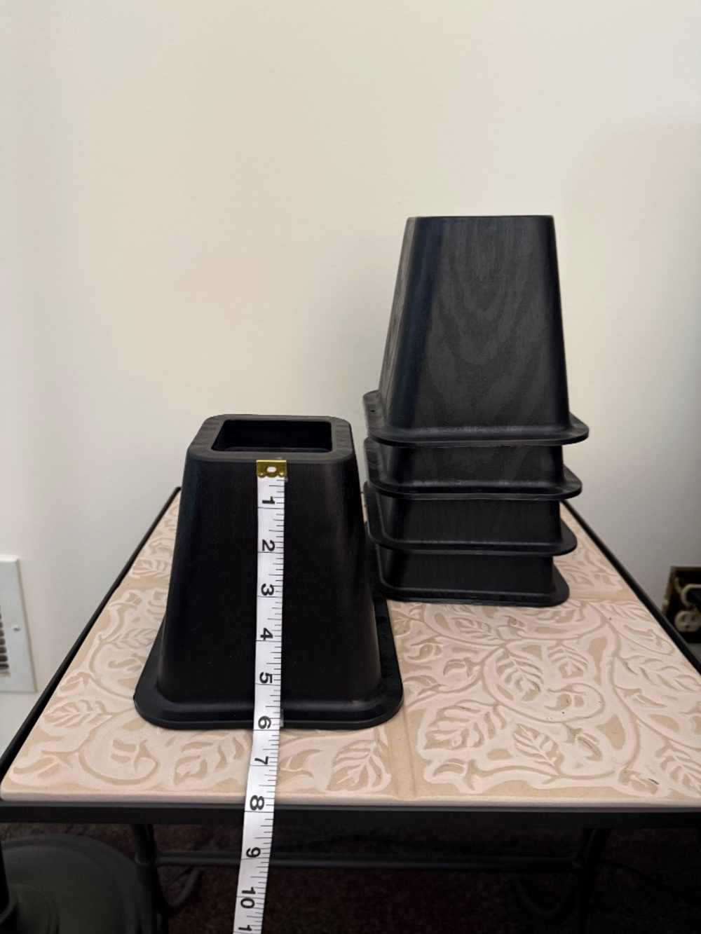 Heavy Duty Black Plastic Bed Risers 6” Tall Set of 5